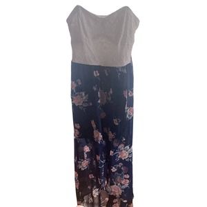 Lily Rose Blue Floral Maxi Dress - Size XL
